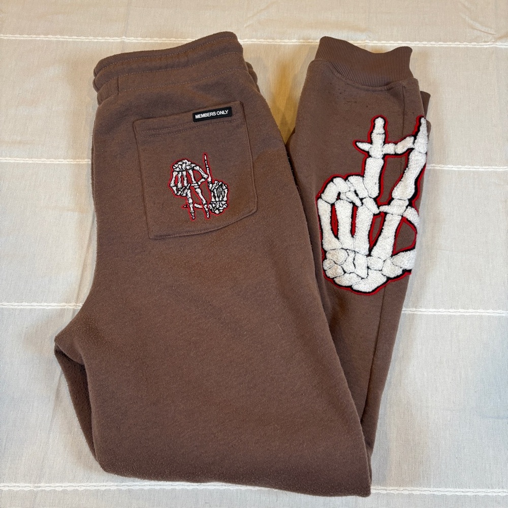 Members‎ Only Skeleton "LA" Fleece Joggers - Brown